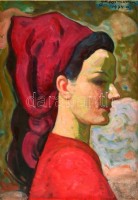 Gábor Móric (1889-1987): Női portré 1974. Olaj, farost, jelzett, 48×34 cm