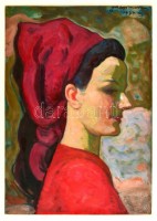 Gábor Móric (1889-1987): Női portré 1974. Olaj, farost, jelzett, 48×34 cm
