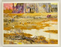 Gulyás Dénes (1927-2003): Rémálom (In Memoriam 1956). Olaj, farost, jelzett, 60×80 cm