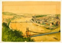 Max Hermann Mahlmann (1912-2000): Budapest. akvarell, Jelzett. A kép szélén sérülésekkel / Watercolor, signed, with some damages at the edges 46x32 cm
