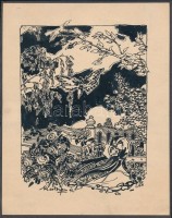 1912 Márton Ferenc (1884-1940):Tündérkert. Tus. papír, jelzett- 23x18  cm