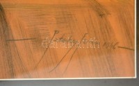 Pataky Ferenc (1897-1962): Asztali csendélet. Vegyes technika, papír, jelzett, üvegezett keretben, 68×96 cm