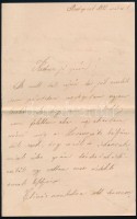 1882 Szél Piroska (1865-1886), Arany János unokájának levele apjának, Szél Kálmán nagyszalontai esperesnek, amelyben egy bál leírása mellett Arany János egészségi állapotáról számol be. 6 beírt oldal