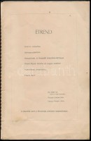 1920 'Díszebéd Horthy Miklós Magyarország kormányzójának tiszteletére 1920. III. 7., a Fővezérség tisztikara', érkeserűi Balogh Barna (?-?) ezredes, dandárparancsnok részére dedikált műsoros étlap az első és az utolsó oldalon