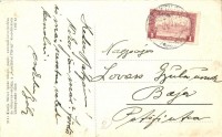 Keszthely, Andrássy tér, Takarékpénztár, Uránia (film) színház, mozi. Mérei Ignác kiadása (EK)