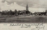 Siófok, utcakép a katolikus templommal és városházával, Horváth János üzlete  (EK)