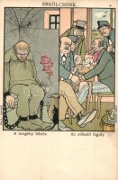 Faragó Géza, Erkölcseink képeslap sorozat 6. A szegény bűnös és az előkelő fogoly. Posner / Hungarian poor and rich people. Our moralities
