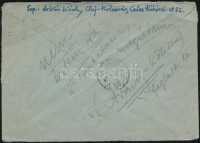 1957 Kós Károly (1883-1977) által megcímzett boríték, levél nélkül, Gergely Pál (1902-1982) könyvtáros, irodalomtörténész részére megküldve, hátulján feltehetőleg Gergely feljegyzésével