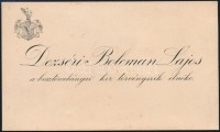 cca 1900 Dezséri Boleman Lajos a besztercebányai (Felvidék) kir. törvényszék elnökének névjegykártyája