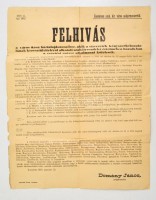 1902 Komárom, Felhívás városi háztulajdonosokhoz vízvezetékek ügyében, hirdetmény, hajtott, szakadással, 46x59 cm