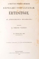 1908 Ethnographia. A Magyar Néprajzi Társaság értesítője. Szerk.: Dr. Munkácsi Bernát, Dr. Sebestyén Gyula. XIX. évfolyam. Bp., Magyar Néprajzi Társaság.+ A Magyar Nemzeti Múzeum Néprajzi Osztályának Értesítője. Az