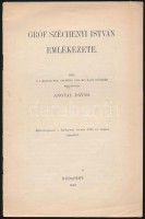 1910 Angyal Dávid: Gróf Széchenyi István emlékezete. Különlenyomat a Budapesti Szemle 1910. évi májusi számából. Tűzött papírkötésben, jó állapotban.