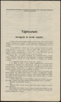 cca 1915-1920 Özvegyek és árvák számára kiadott tájékoztató