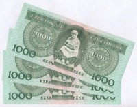 1983. március 25. 1000Ft 'A' (3x) sorszámkövetők T:II szép, ropogós papír