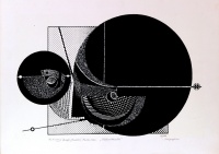 Kádár Joseph (1936): Körök változatai,1992, szitanyomat, 16/100, szignált, 37 x 55