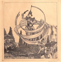Kovács Tamás (1942 - 1999): Királynő és a szörnyek, rézkarc, 32 x 31