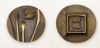 Papi Lajos (1921 - 1987): XVII. FIDEM 1977, hátoldalon: BUDAPEST, bronz, 78 x 83 mm