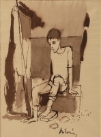 Szilvásy Nándor (1927 - 2011): Fiatal fiú, lavírozott tus, 32 x 24