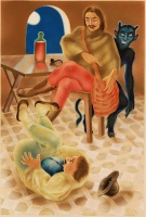 Tamás Noémi (1948 - 2004): A derék katona -balti népmese illusztráció, tempera, 28 x 18,5