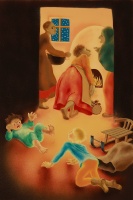 Tamás Noémi (1948 - 2004): Csuszika - balti népmese illusztráció, tempera, 28 x 18,5