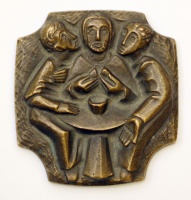 Papachristos, Andreas (1937): Kenyértörés, bronz, 80 x 75 mm