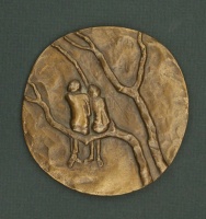 Körösényi Tamás (1953 - 2010): Popfesztivál, bronz, 85 mm