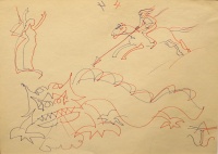 A.Tóth Sándor (1904 - 1980): A TÉTEL VISSZAVONVA, filctoll ambigrafika, 30 x 42