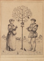 Artner Margit (1954): Négy évszak sorozatból: Tél, rézkarc, szignált, kasírozott, 17,5 x 13,5