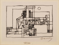 Barcsay Jenő (1900 - 1988): Falak, szita, 98/100 (s.k. szignó?), 11 x 14,8