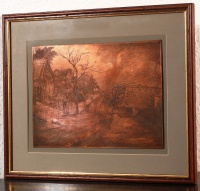 Istókovits Kálmán (1898 - 1990): Falusi utca, vörösréz nyomólemez, 19 x 26