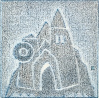 Halmy Miklós (1931): Zsámbék, olajpasztell, 21 x 21