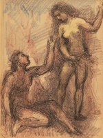 Herman Lipót (1884 - 1972) : Aktok, ceruza, kréta, 27 x 20