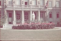 cca 1940 Tátra, 4 db háború előtti Agfacolor diapozitív: vasútállomás, kisvasút, épületek, stb.