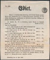 1860 Sopron, cs. kir. törvényszéki rendelet, német nyelven