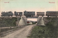 1914 Pécsvárad, Vasúti híd  gőzmozdonnyal és vagonokkal. Szilcz Dávid kiadása  (EK)
