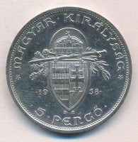 1938. 5P Ag 'Szent István' T:1-,2 patinaAdamo P8.1