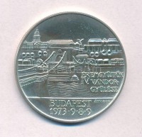 Asszonyi Tamás (1942-) 1973. 'MÉE IV. Vándorgyűlése Budapest / Pest, Buda, Óbuda egyesítésének centenáriuma' Ag emlékérem (25g/0.800/42,5mm) T:1- Adamo BP6