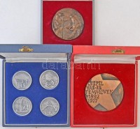 6db fém emlékérem kohászat témában, közte 1977. 'Csepel Vas- és Fémművek' Br emlékplakett; mind tokban T:2