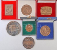 7db fém emlékérem kohászat témában, közte '25 éves a Nehézipari Műszaki Egyetem', 'Öntödei Vállalat Soproni Vasöntödéje' T:2 patina