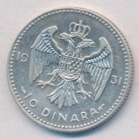 Jugoszlávia 1931. 10D Ag 'I. Sándor' T:2Yugoslavia 1931. 10 Dinara Ag 'Alexander I' C:XF