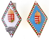 ~1960-1970. 'Rendőrtiszti főiskola' zománcozott jelvény + ~1990-2000. Zrínyi Miklós Nemzetvédelmi Egyetem(?) zománcozott jelvény T:1-,2