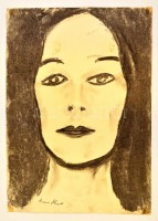 Anna jelzéssel: Női fej. Szén, papír, 42×29 cm