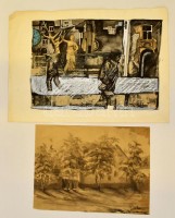 Bálint jelzéssel: Hétköznapok. Vegyes technika, papír, 23×33  cm
