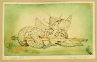 K. Bereczky Ildikó (1953-): Ki vagyok én? Színezett rézkarc. Jelzett, sorszámozott. 7/50. Kissé hullámos paszpartuban. 15x23 cm