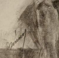 Berény jelzéssel: Ülő férfi akt. Szén, papír, felcsavarva, 58×42 cm