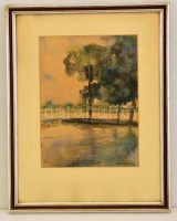 Bernáth jelzéssel: Folyó part. Akvarell, papír, üvegezett keretben, 28×21 cm