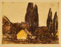 Bencze László (1907-1992): Kisőrs. Színezett rézkarc, papír, jelzett, 29×38 cm