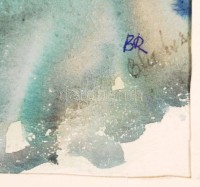 Blahos Rudolf (1917-1986): Hajnalodik, akvarell, papír, jelzett, 35×22 cm