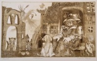 Bognár Árpád (1931-2004): Öregség, rézkarc, papír, jelzett, próbanyomat, 17,5×29 cm
