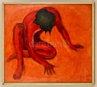 Angelo Corbetta (?- ): Szerelem nélkül (Senza amore). Vegyes technika, papír, jelzett, üvegezett keretben, 70×80 cm